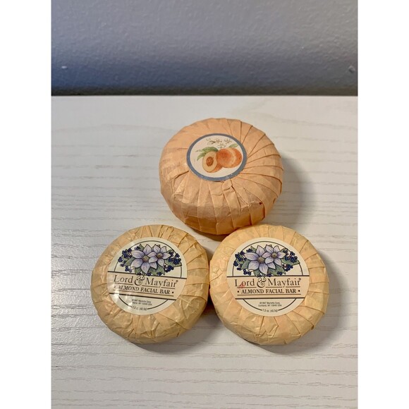 3X VTG Lord & Mayfair Soap Facial Bars Almond Peach French Milled 1987 Marietta - Picture 1 of 6